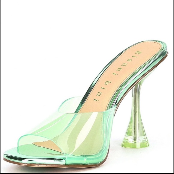 UEC Gianni Bini Oziee Vinyl Sculptural Heel Sandals Spring Green size 7.5 - Picture 3 of 10